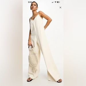 ASOS Design Soft Denim White Jumpsuit